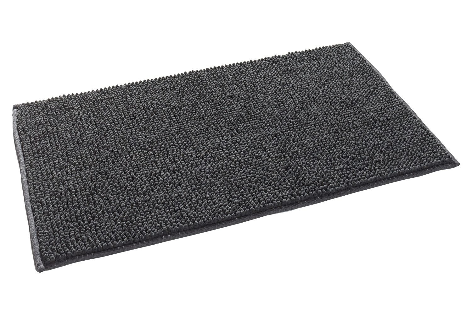 casa NOVA Badematte CHENILLE, Anthrazit, 50 x 80 cm, Uni, Höhe 12 mm, rutschhemmend beschichtet, Polyester, rechteckig