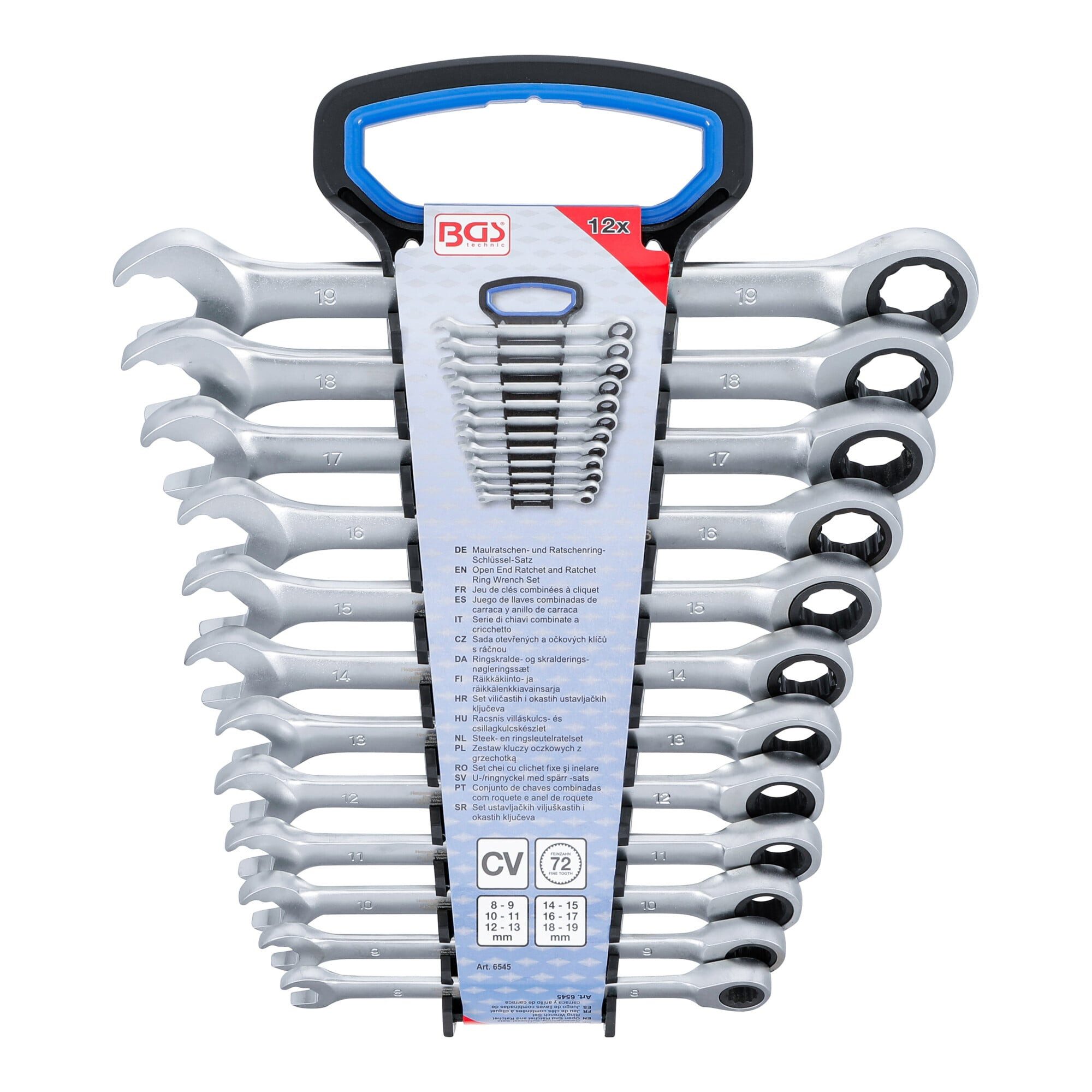 BGS technic Maulschlüssel BGS Maulratschen- und Ratschenring-Schlüssel-Satz, SW 8 - 19 mm, 12-tl