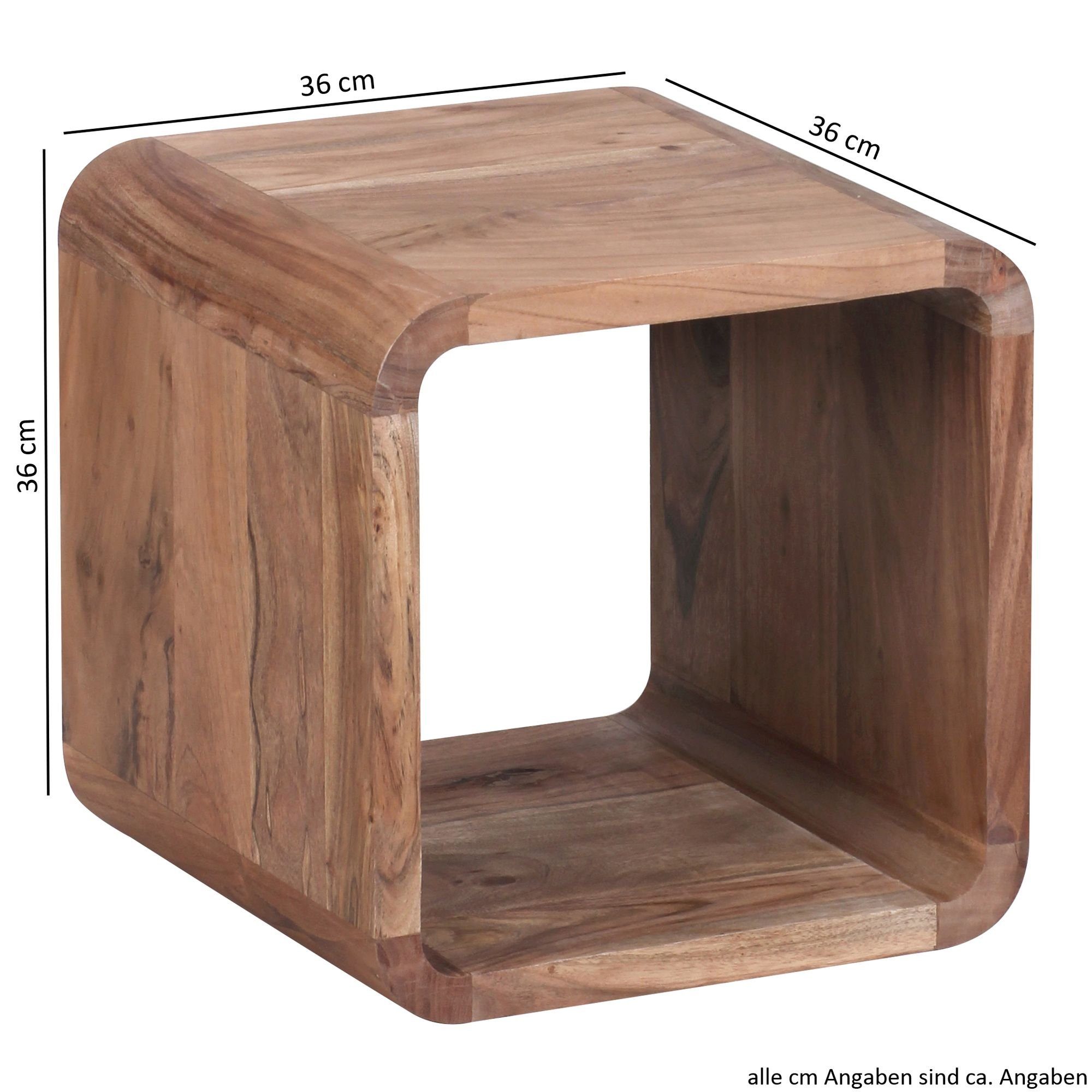 Set FINEBUY Akazie Quadratisch, Modern), FB43514 (Beistelltisch Wohnzimmertisch Sofatisch 2er Massivholz Couchtisch Satztisch