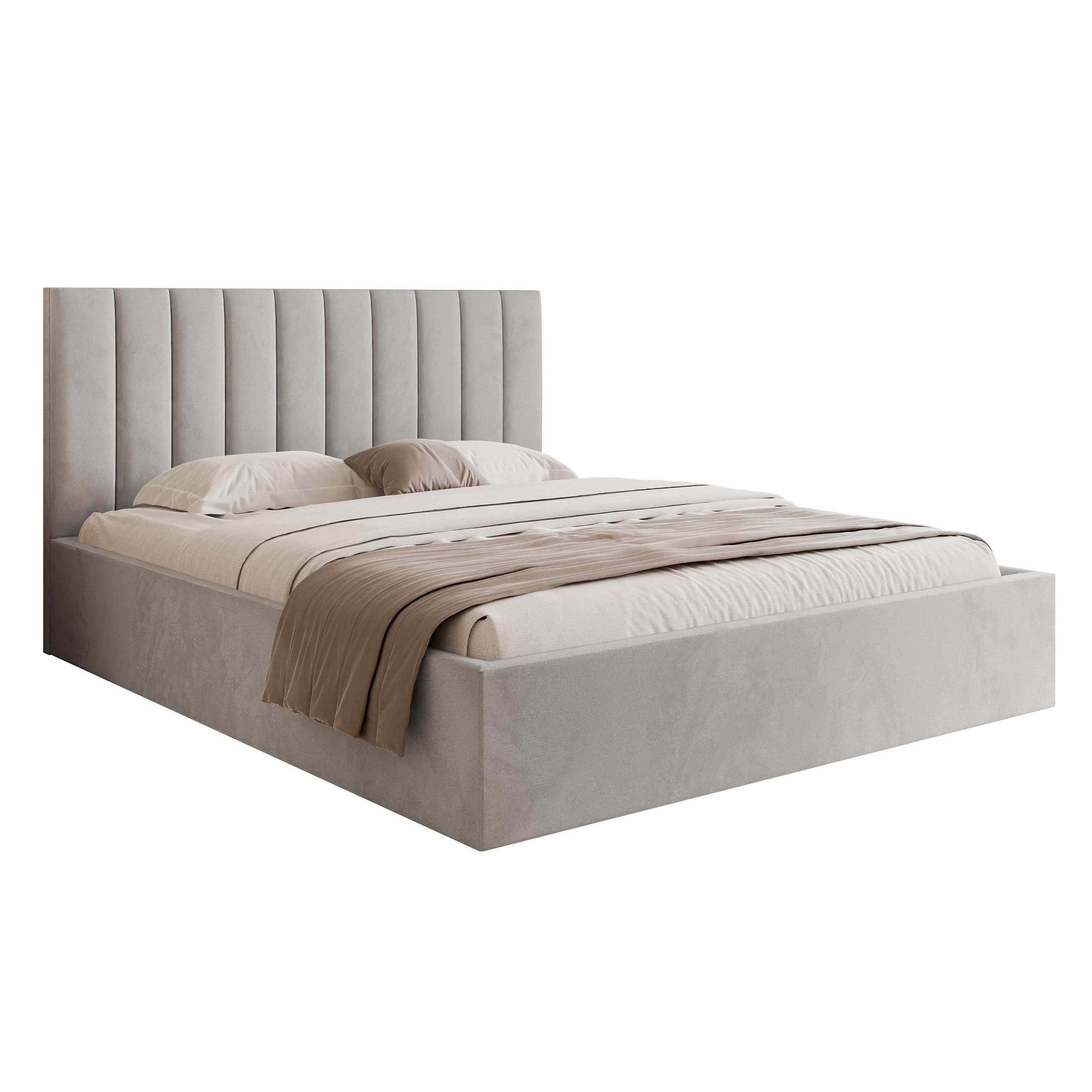 Goldstoff Polsterbett Modernes Bett mit Stauraum günstig online kaufen