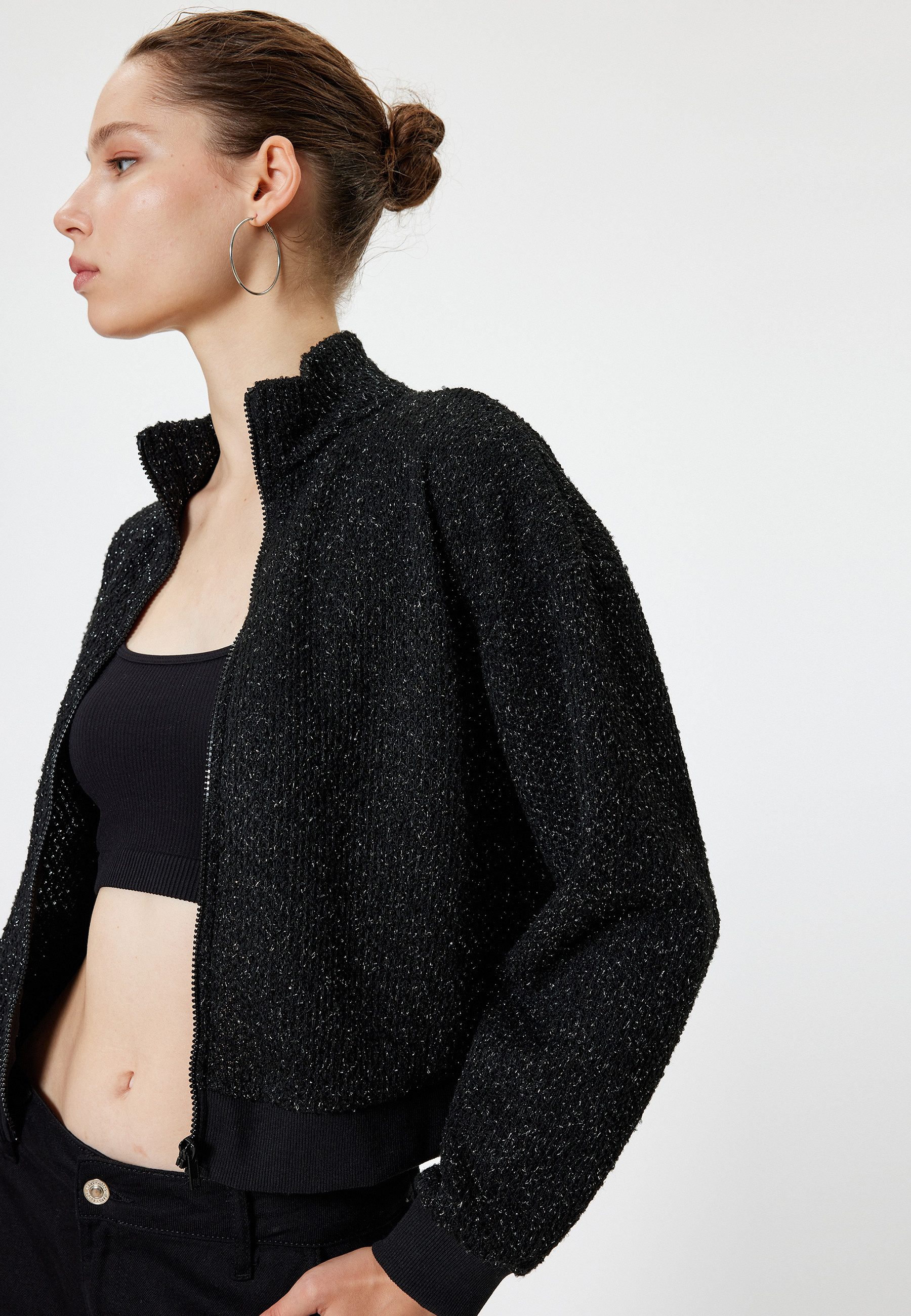 Koton Cardigan Standkragen Mit Reißverschlussdetail