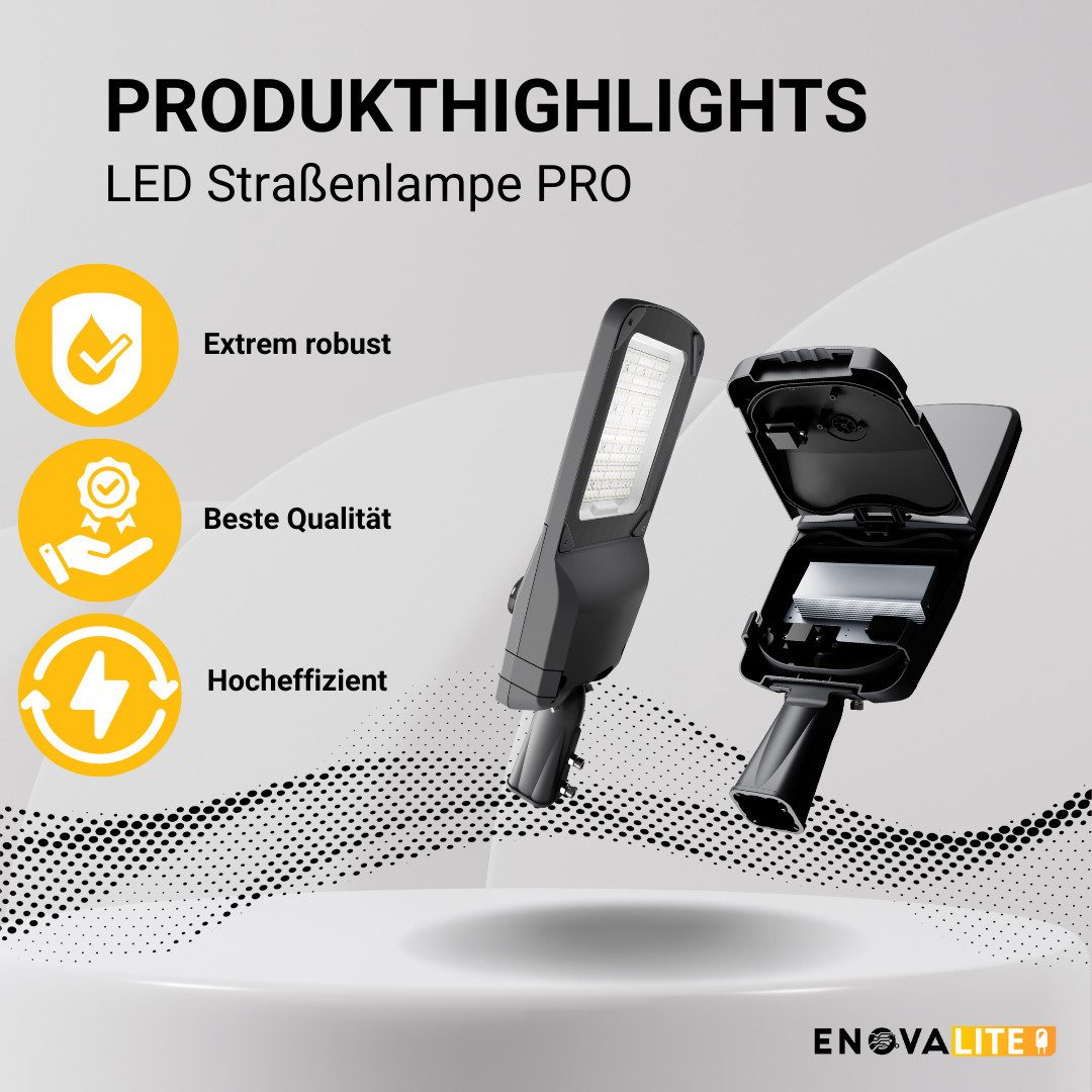ENOVALITE LED Flutlichtstrahler ENOVALITE LED Straßenleuchte 150 W 3000 K Warmweiß Schwarz, Warmweiß