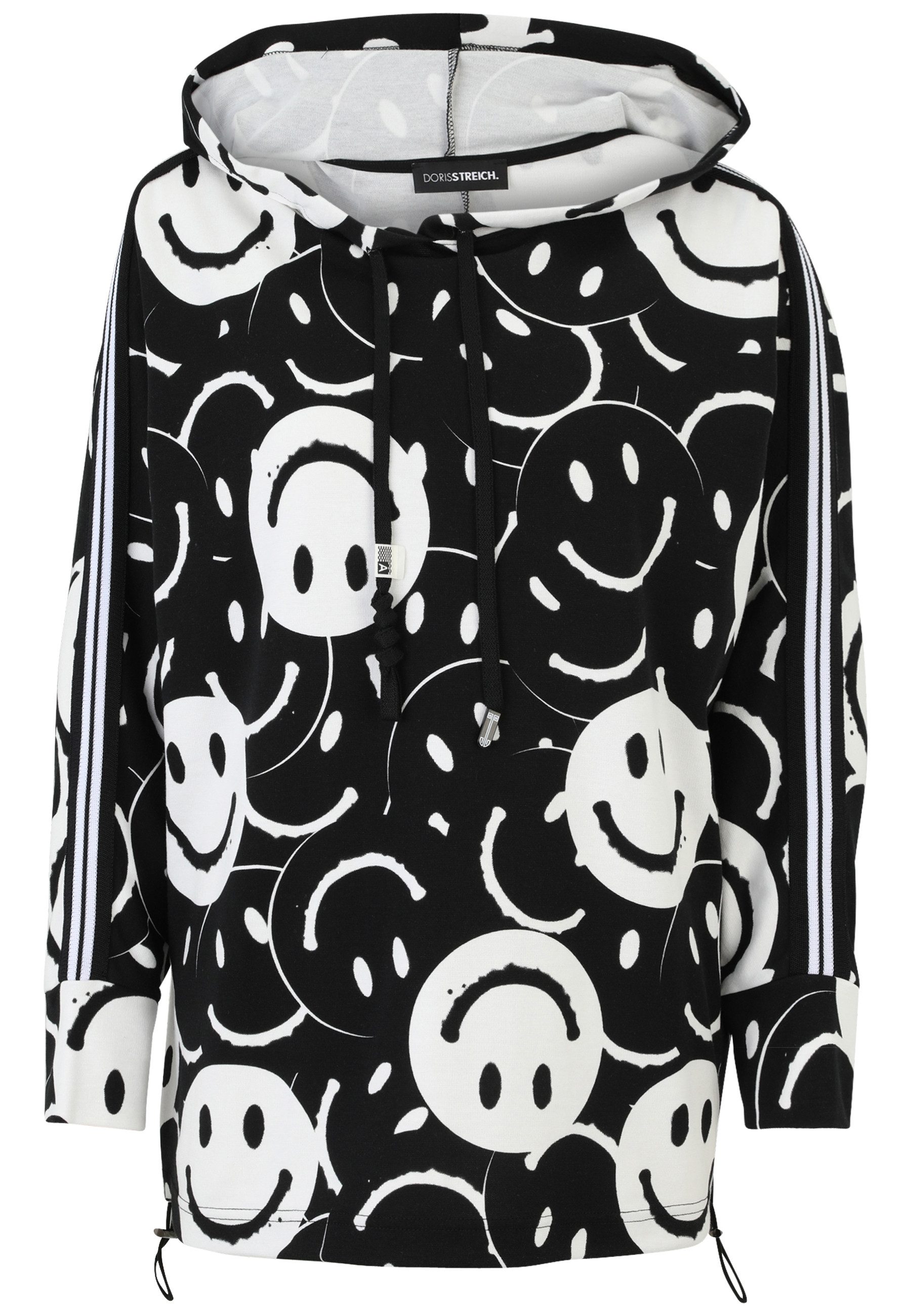 Sweatshirt mit Hoodie und Smiley-Print