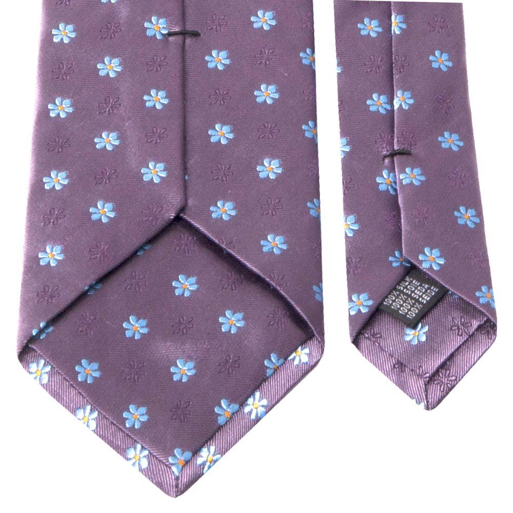 BGENTS Krawatte Seiden-Jacquard Krawatte mit (8 Aubergine cm) Blüten-Muster Breit