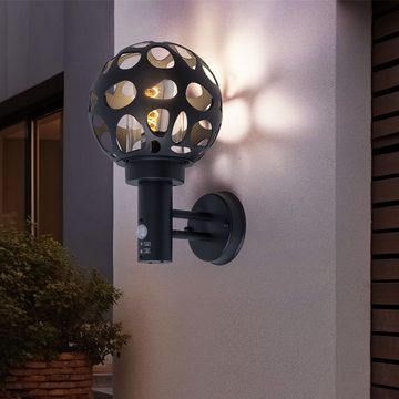 Globo Außen-Wandleuchte, Leuchtmittel nicht inklusive, Außenwandlampe Fassadenlampe Bewegungsmelder Haustürlampe H 32,7 cm