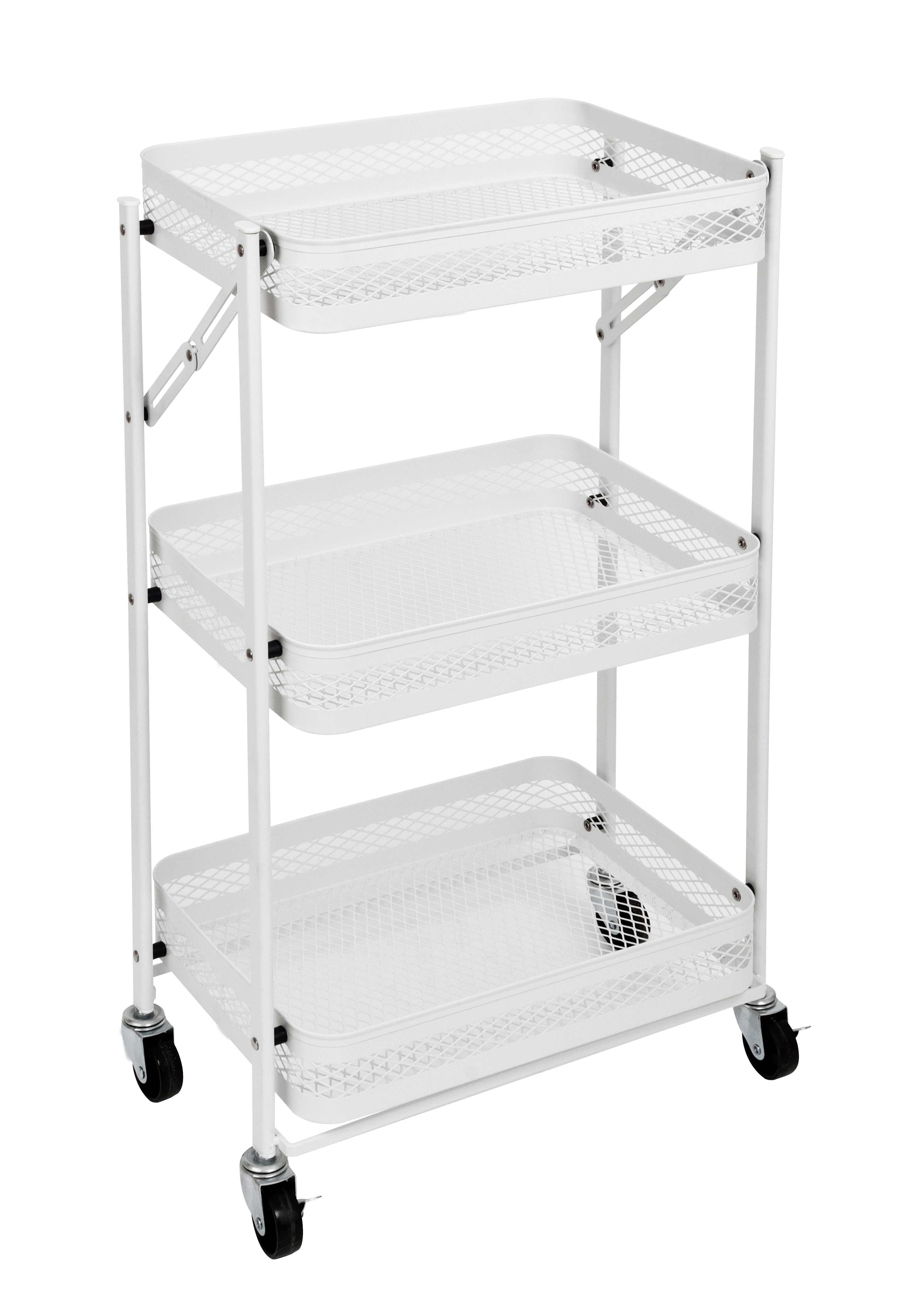 Gardissimo Beistellwagen klappbar mit 4 Rollen aus Metall, (komplett-Set), Rollwagen Küchenwagen Nischenregal Servierwagen