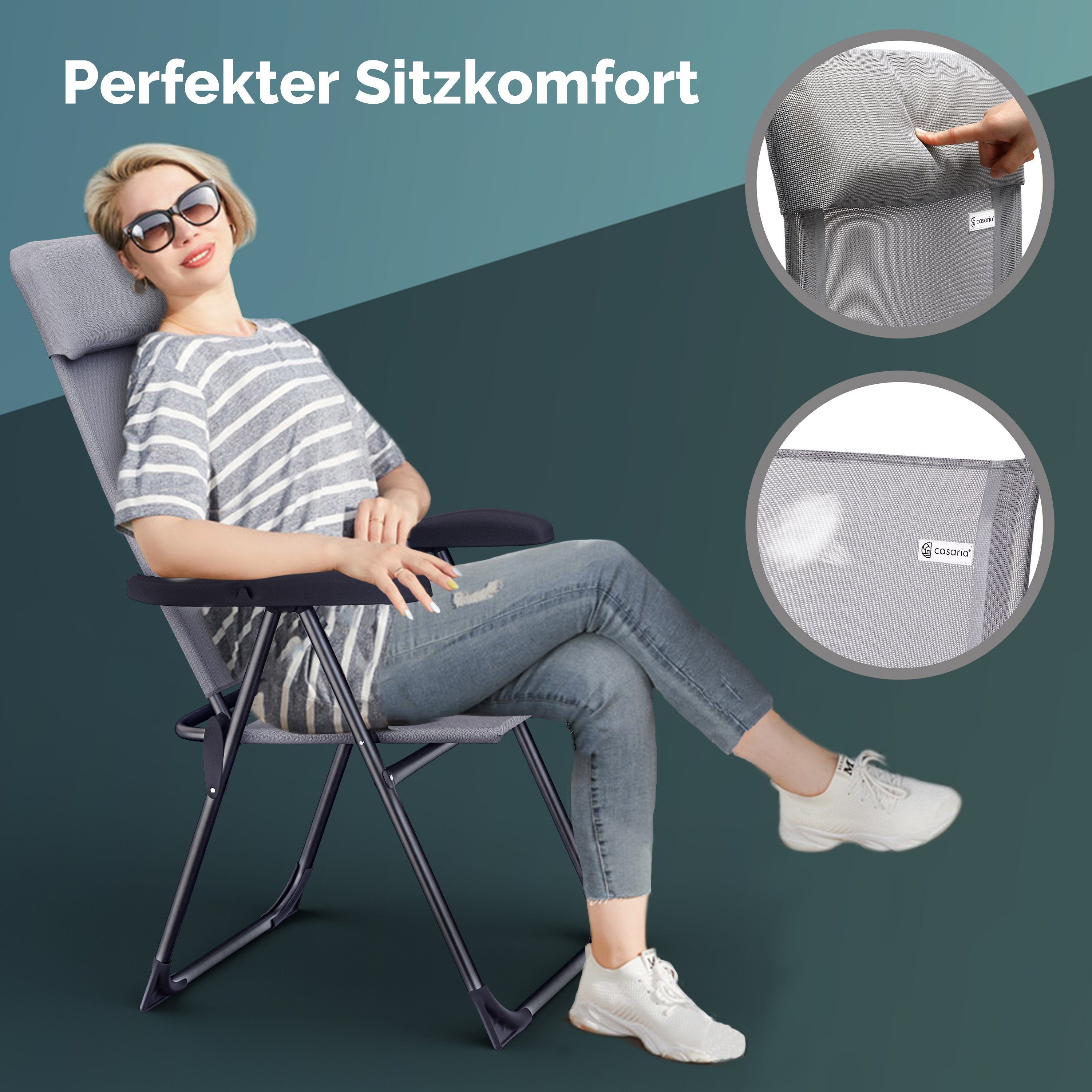 Casaria Gartenstuhl, Klappbar 4er Set 7-fach günstig online kaufen
