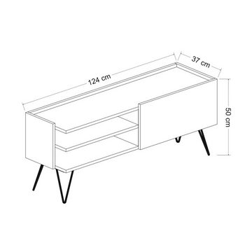 en.casa TV-Schrank »Dronninglund« Lowboard, Schwarz / Holz-Optik, Tür+Kabeldurchlass