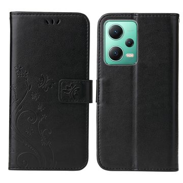Tec-Expert Handyhülle Cover Tasche Hülle für Xiaomi Redmi Note 12 5G, Klapphülle Case mit Kartenfach Fliphülle aufstellbar, Motiv Blumen