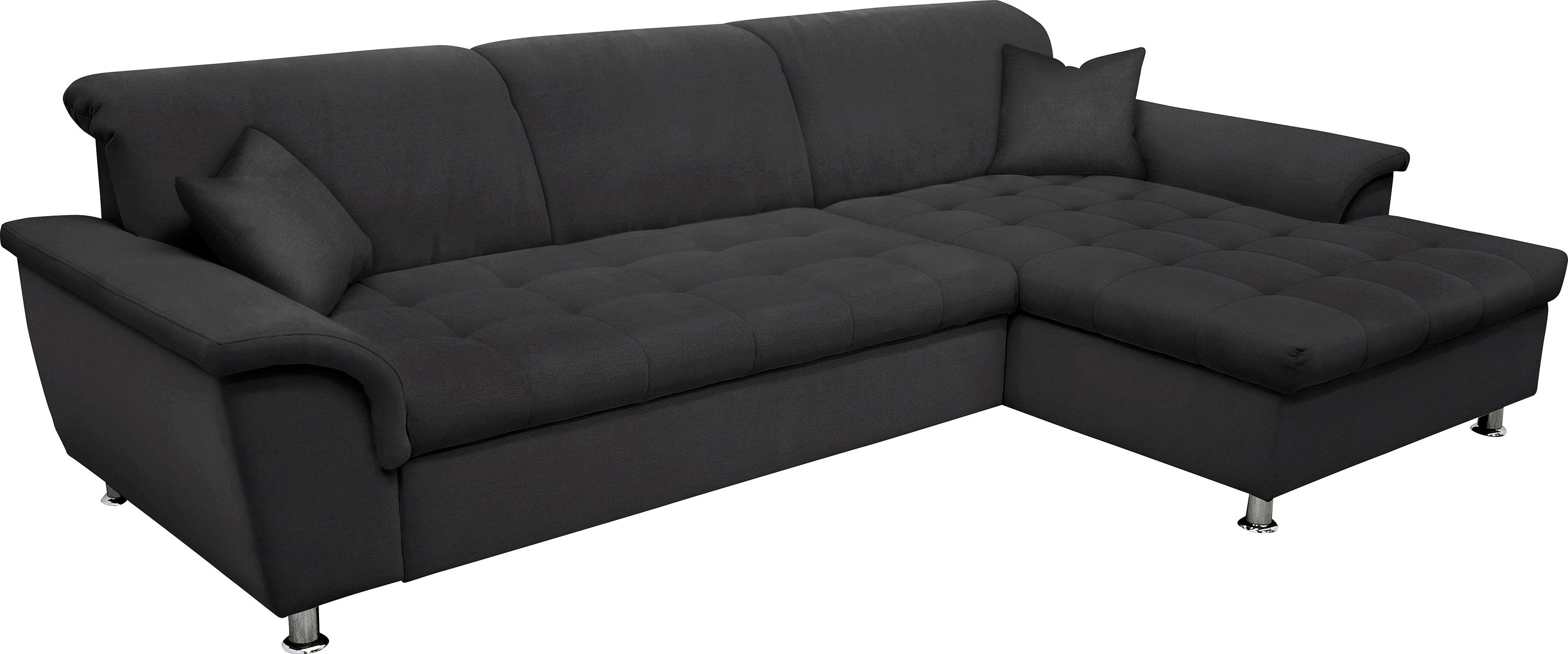 DOMO collection Ecksofa FRANZI 278x170x81 cm, Steppung im Sitzbereich, L-Form, ohne Funktion, Flachgewebe, graphite – Bild 2 von 5