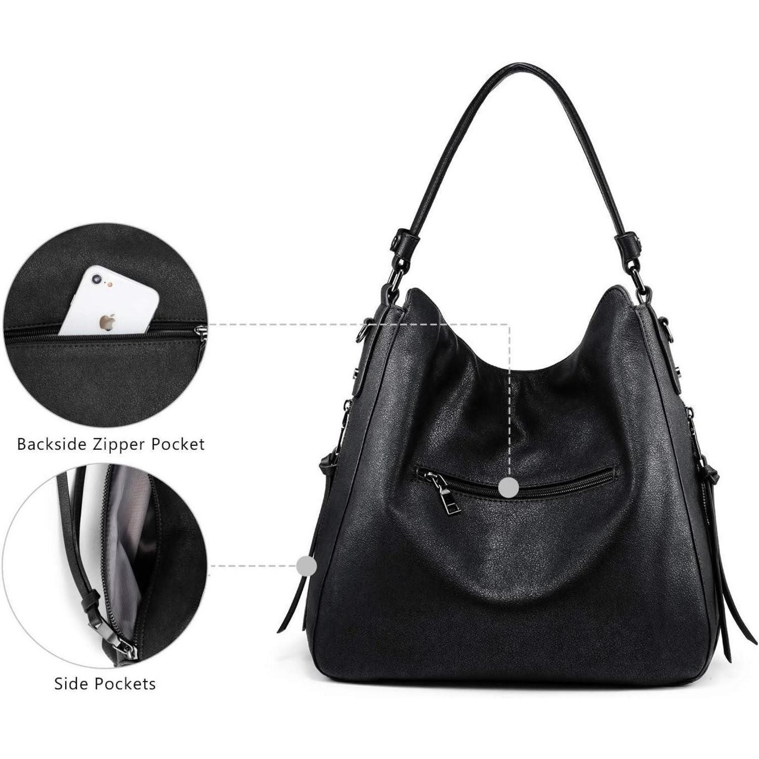 LuxusKollektion Handtasche Große Damen Handtasche Lederimitat Umhängetasche Schwarz mit Quasten