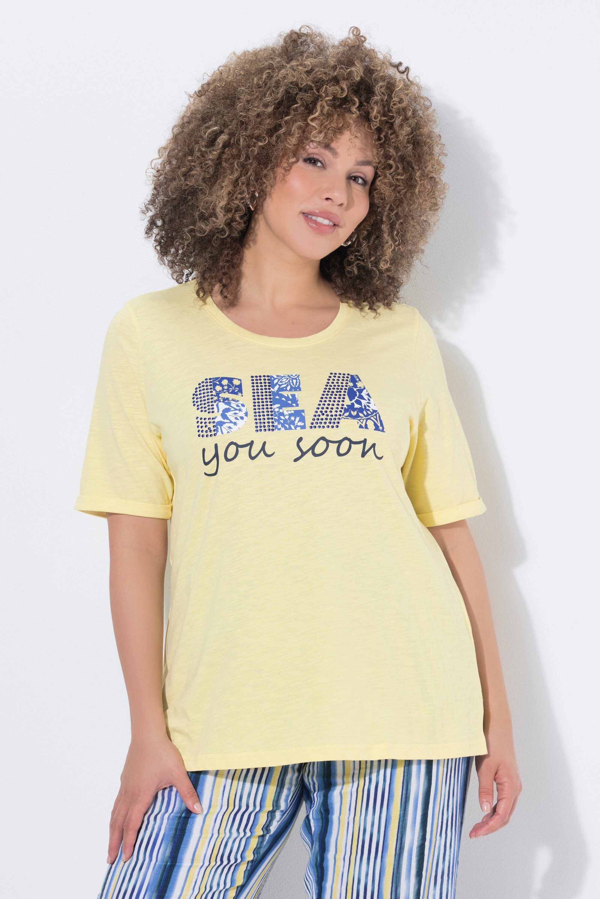 T-Shirt T-Shirt Glitzersteinchen Classic Rundhals Halbarm