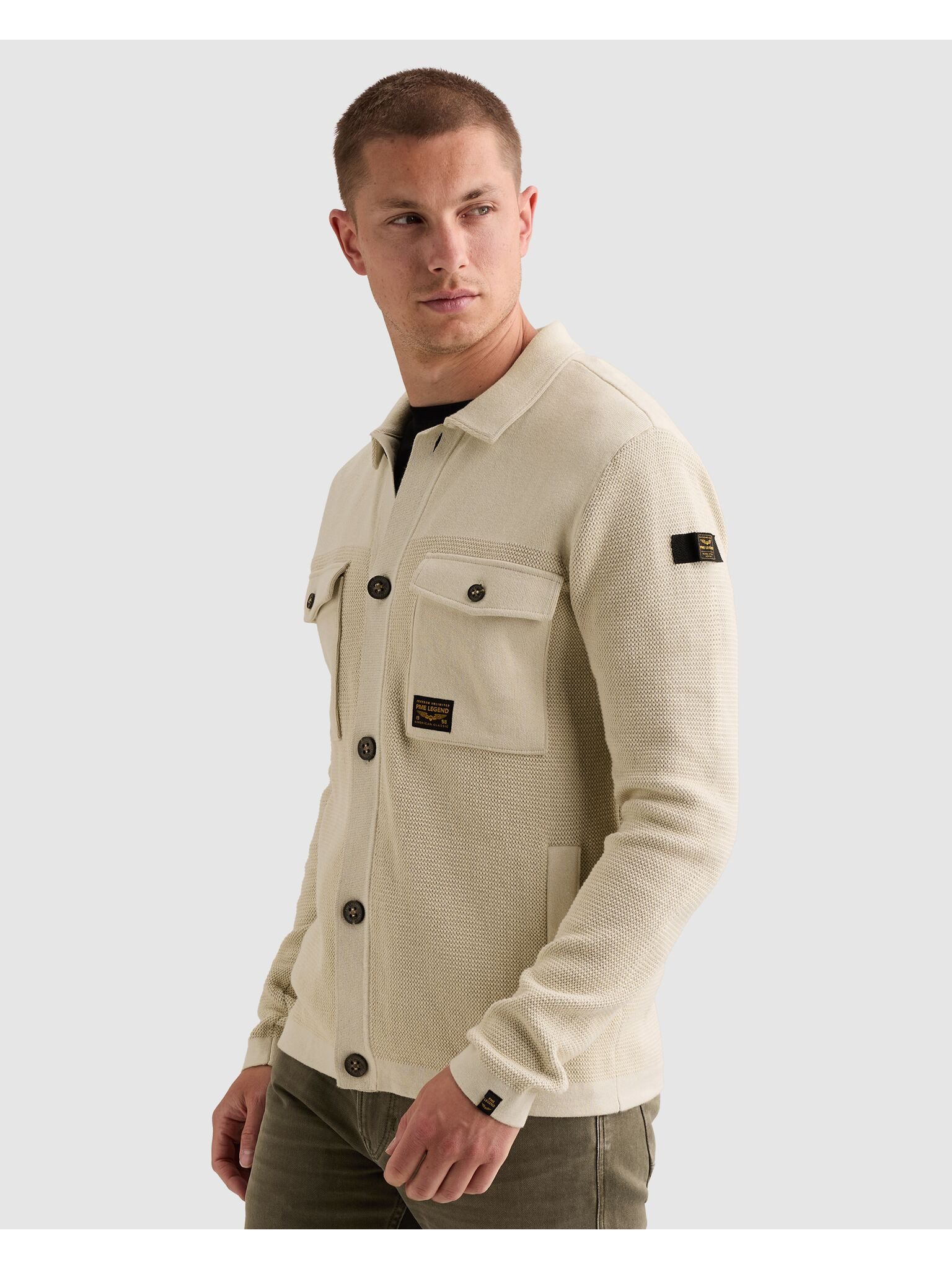 PME LEGEND Strickjacke Mustermix, aufgesetzte Brusttaschen