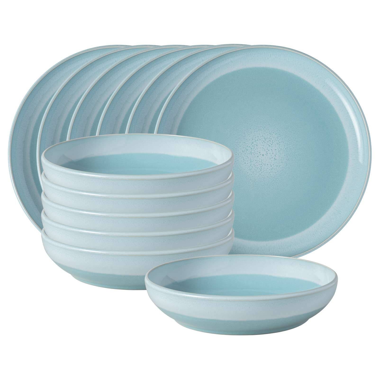 like. by Villeroy & Boch Tafelservice Perlemor Aqua Tafelservice 12er Set (12-tlg), 6 Personen, Porzellan