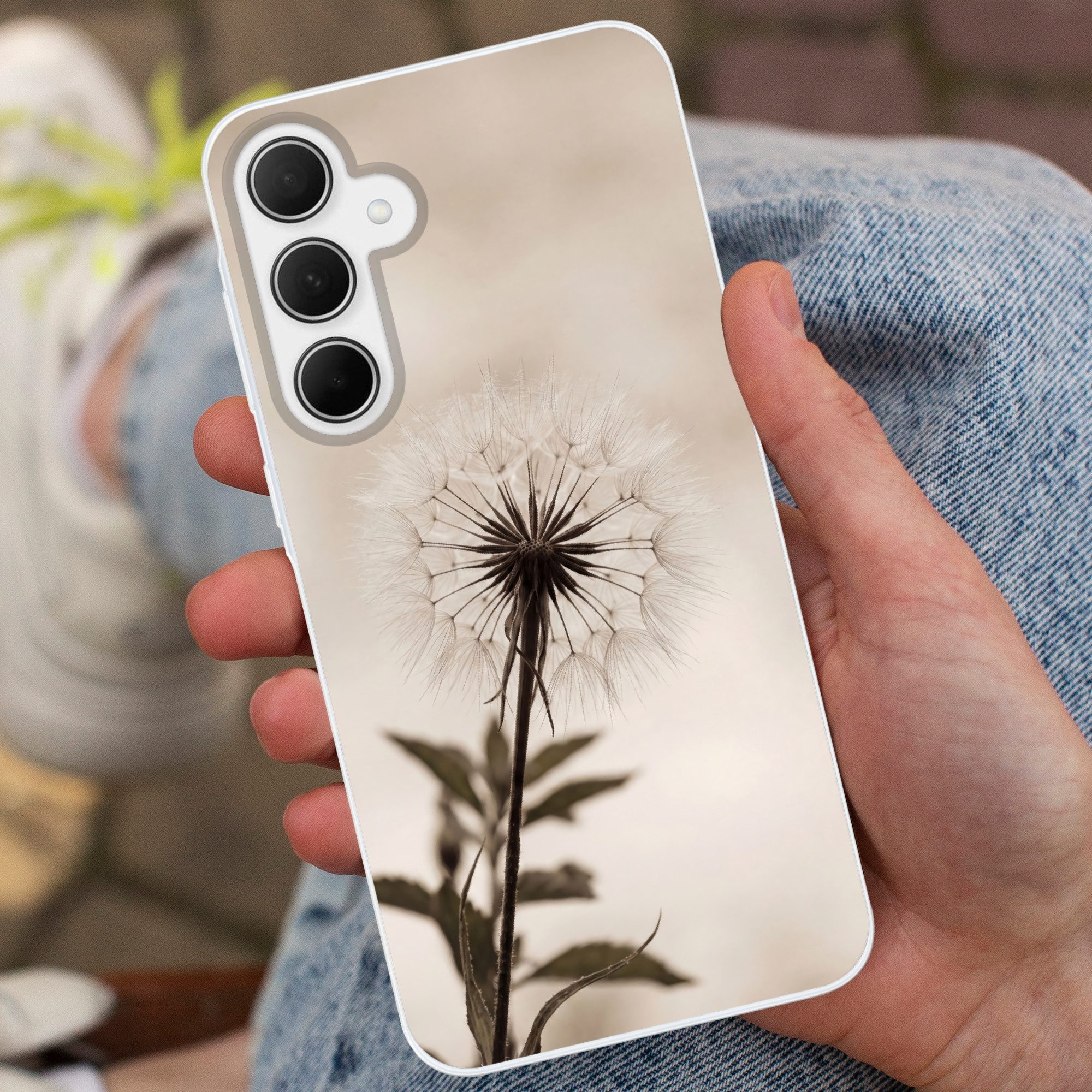 MuchoWow Handyhülle für Samsung Galaxy A35 5G Pusteblume - Minimalistisch - Weiß, Smartphone-Bumper, Print, Handy Schutzhülle Dünn