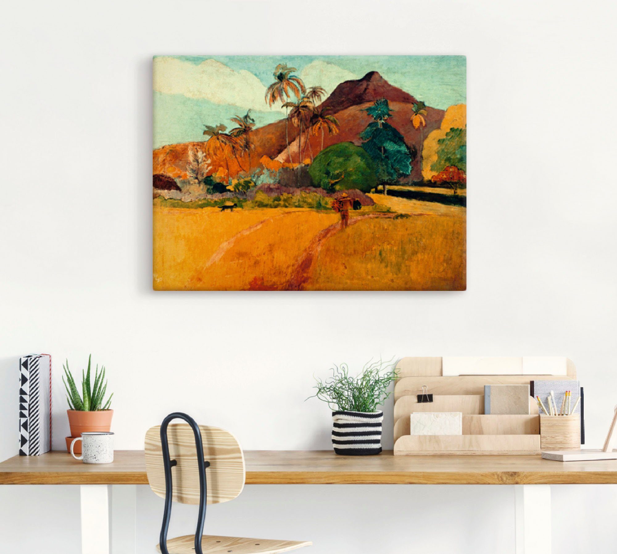 Artland Leinwandbild Tahitische Landschaft, 1891, Berge (1 St), auf Holzrahmen gespannt