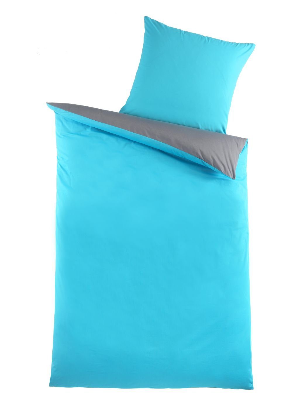 Bettwäsche Set Renforcé 135x200 Baumwolle Stahlgrau blau
