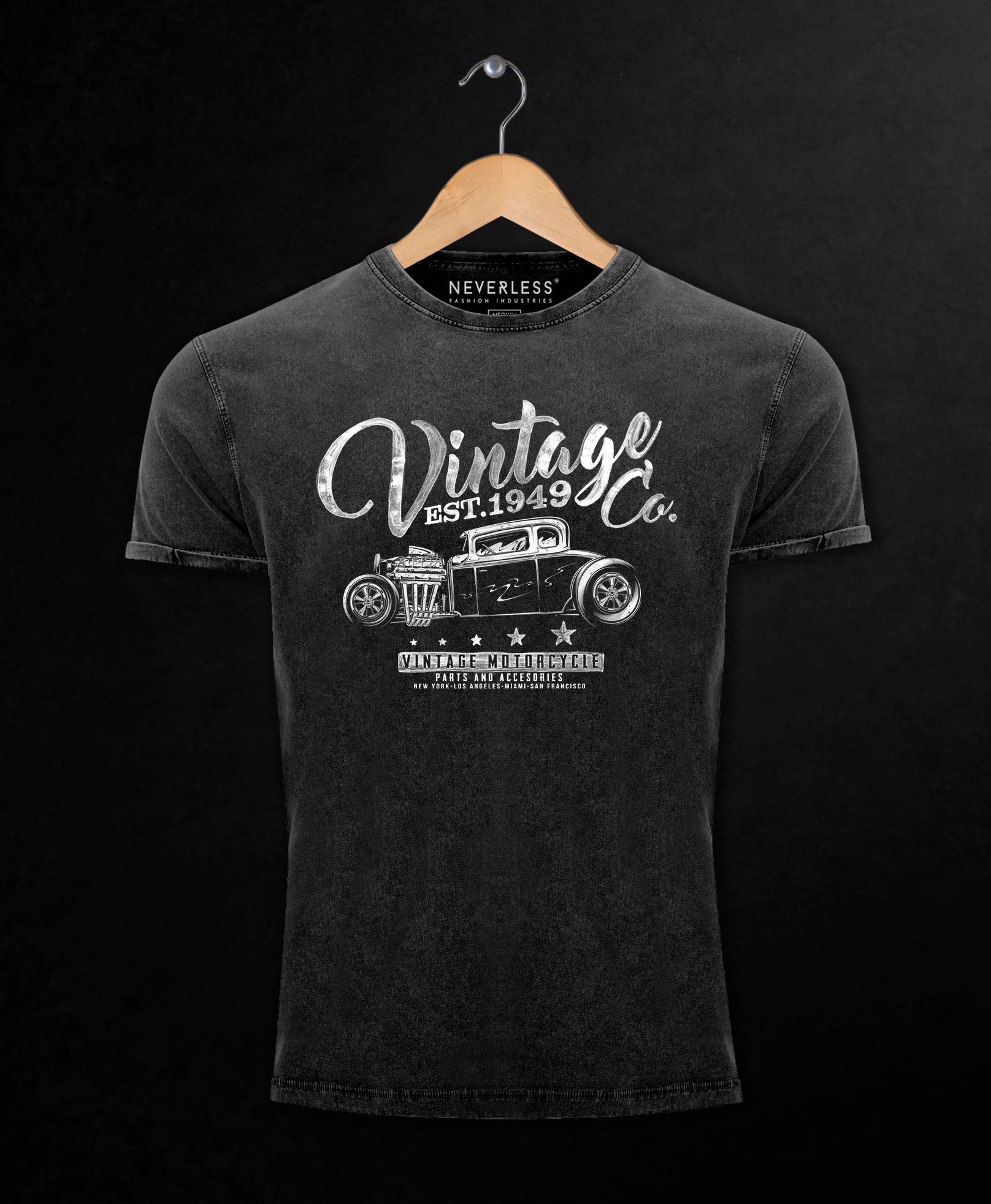 Neverless Print-Shirt Cooles Angesagtes Herren T-Shirt Vintage Shirt Hot Rod Klassiker mit Print