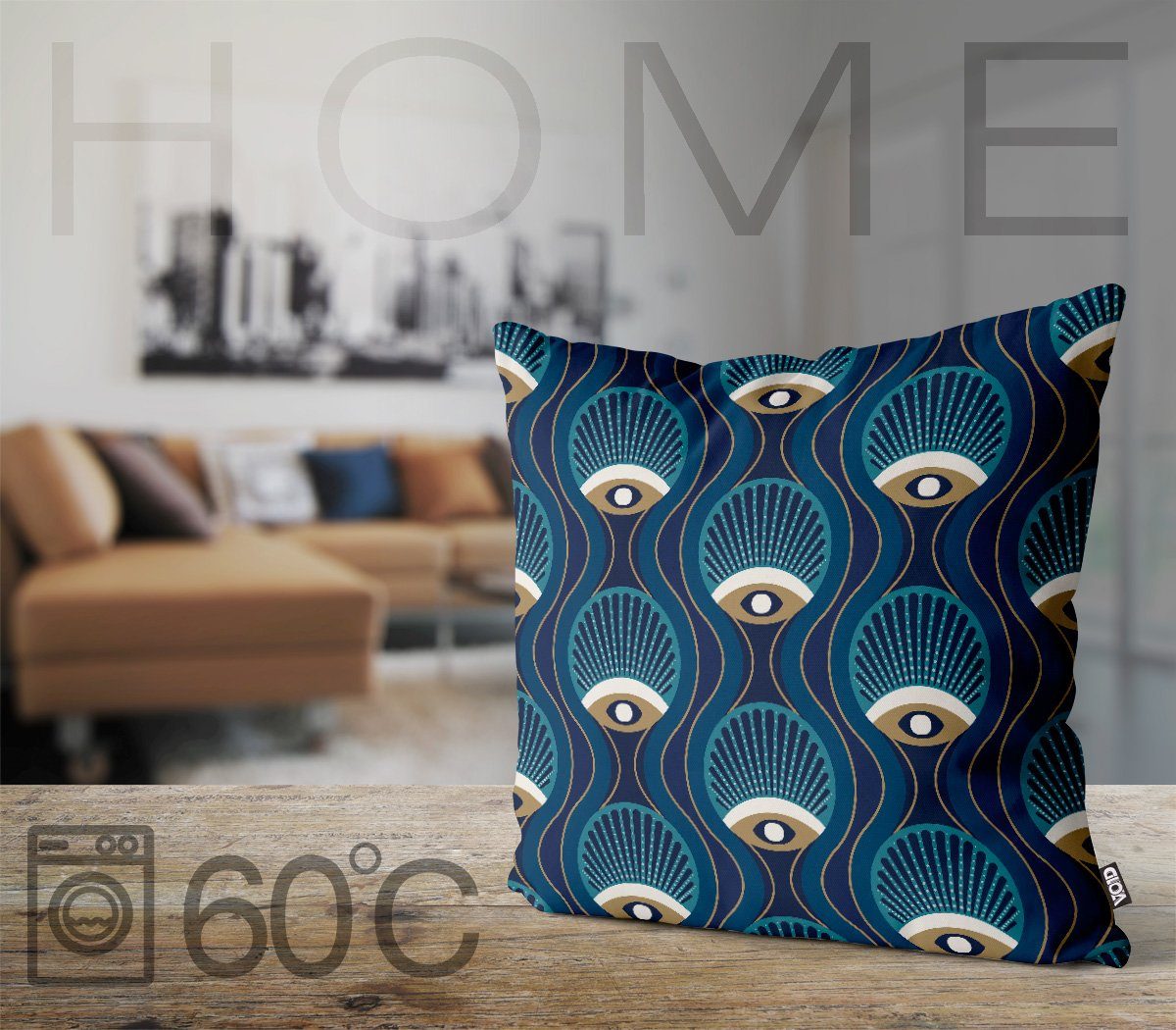 VOID Kissenbezug, (1 Stück), art deco abstrakt kreis retro 80er 70er elegant geometrisch gold orna