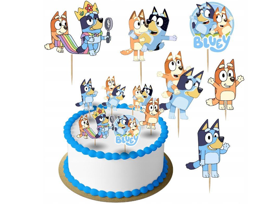 Festivalartikel Tortenstecker Bluey Topper Set 6 Stk Geburstag Torten Deko Kuchen Junge