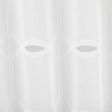 Scheibengardine Scheibengardine Bistrogardine Küchengardine Frej Weiß Bohrungen 30/45/60 x 155 cm, EXPERIENCE, Durchzuglöcher (1 St), Softtouch