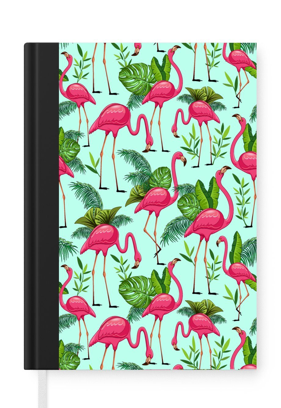 MuchoWow Notizbuch Flamingo - Dschungel - Tiere - Muster, Journal, Merkzettel, Tagebuch, Notizheft, A5, 98 Seiten, Haushaltsbuch