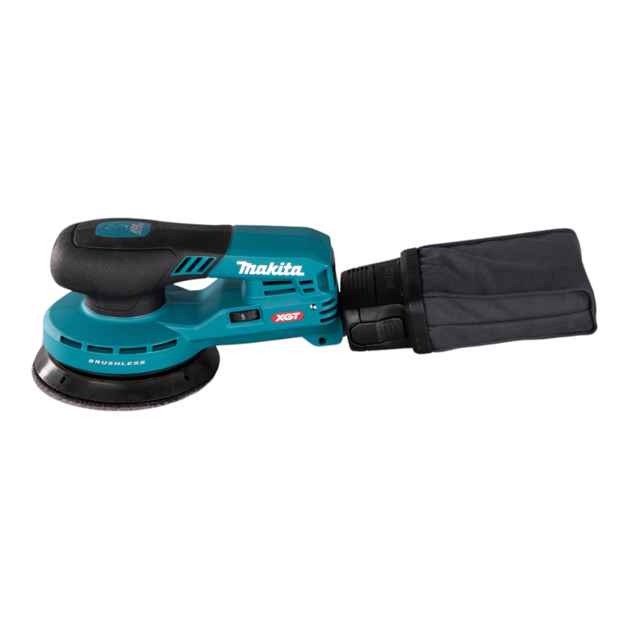 Makita Akku-Exzenterschleifer BO 003 CGT201 40 V max 125 mm 3 mm Hub + 2x Akku 5 Ah + Lader + Makpac
