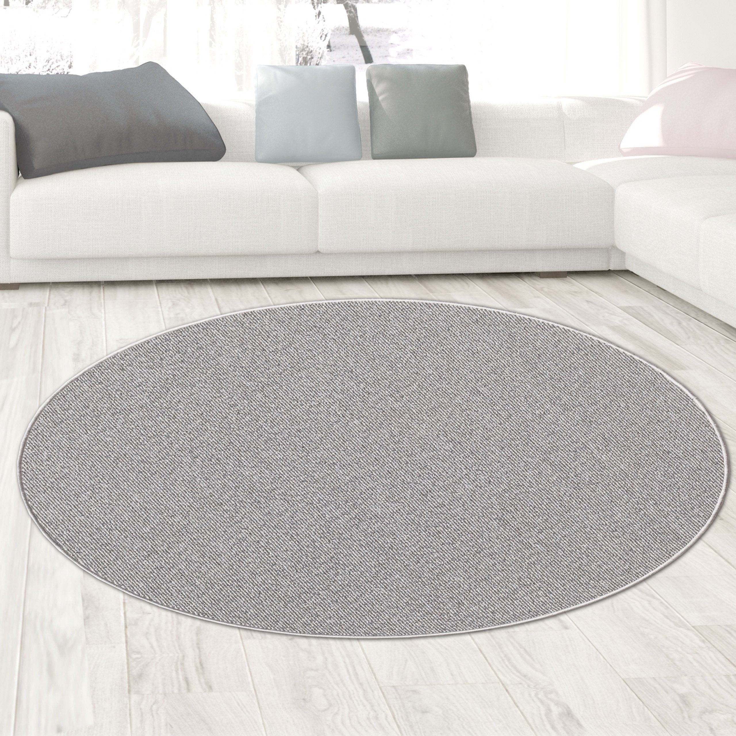Carpetia Teppich Uni-Design, rund, Höhe: 4 mm, kurzflorig;robust;einfarbig