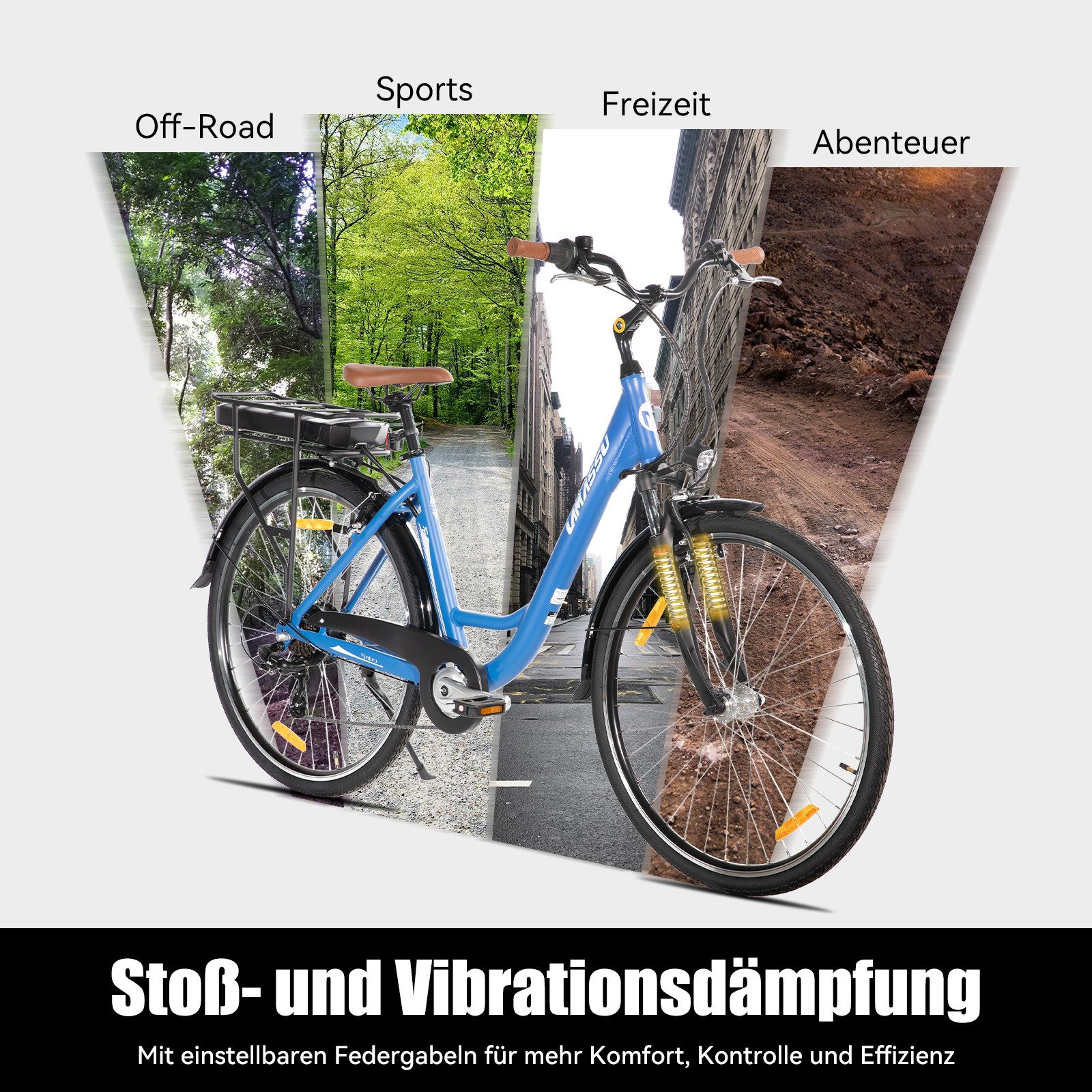 HILAND E-Bike 26 Zoll E-Bike Trekkingrad mit Gepäckträger für Alltag und Touren, Heckmotor, 374,4 Wh