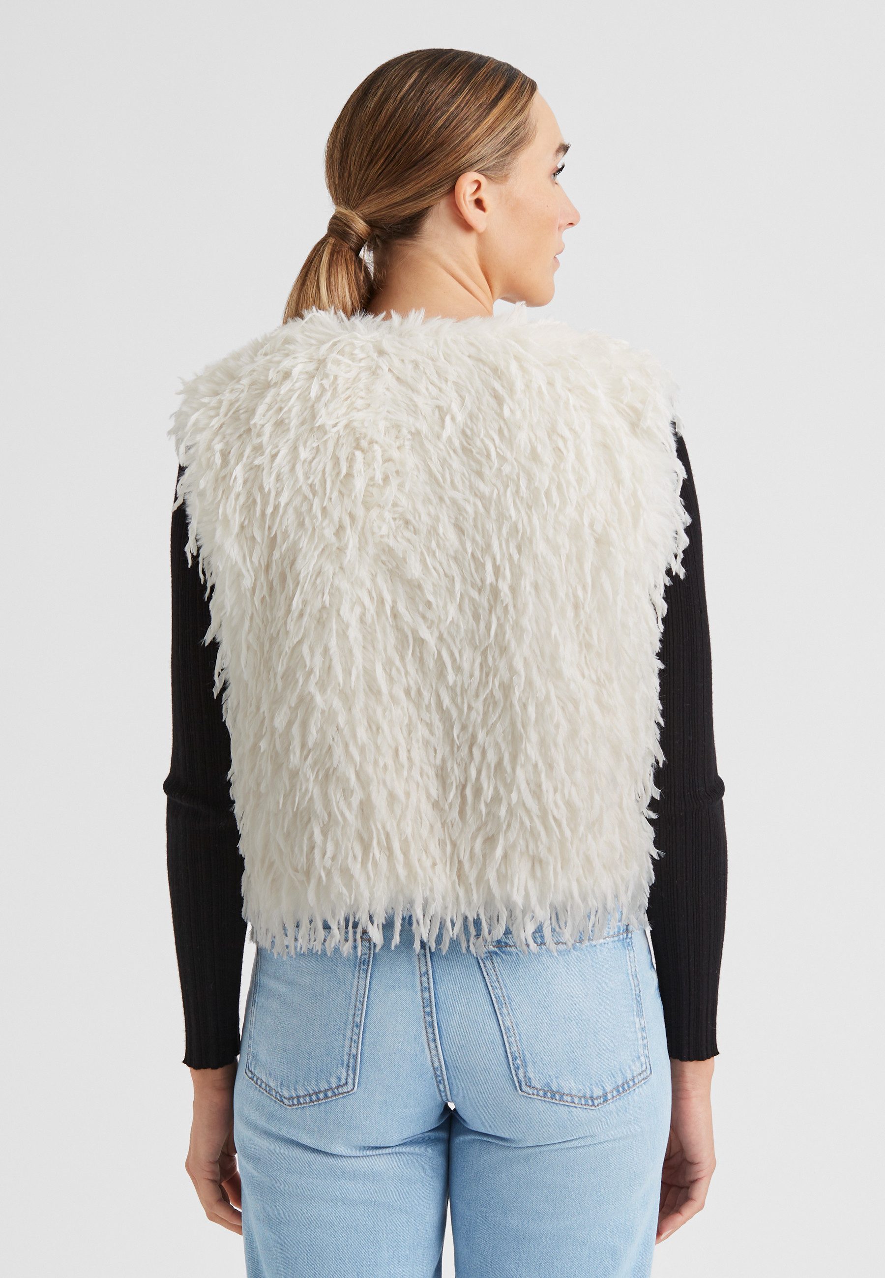Milestone Fellimitatweste MSMichelle Damen Kunstfellweste elegant, feminin lockere Passform
