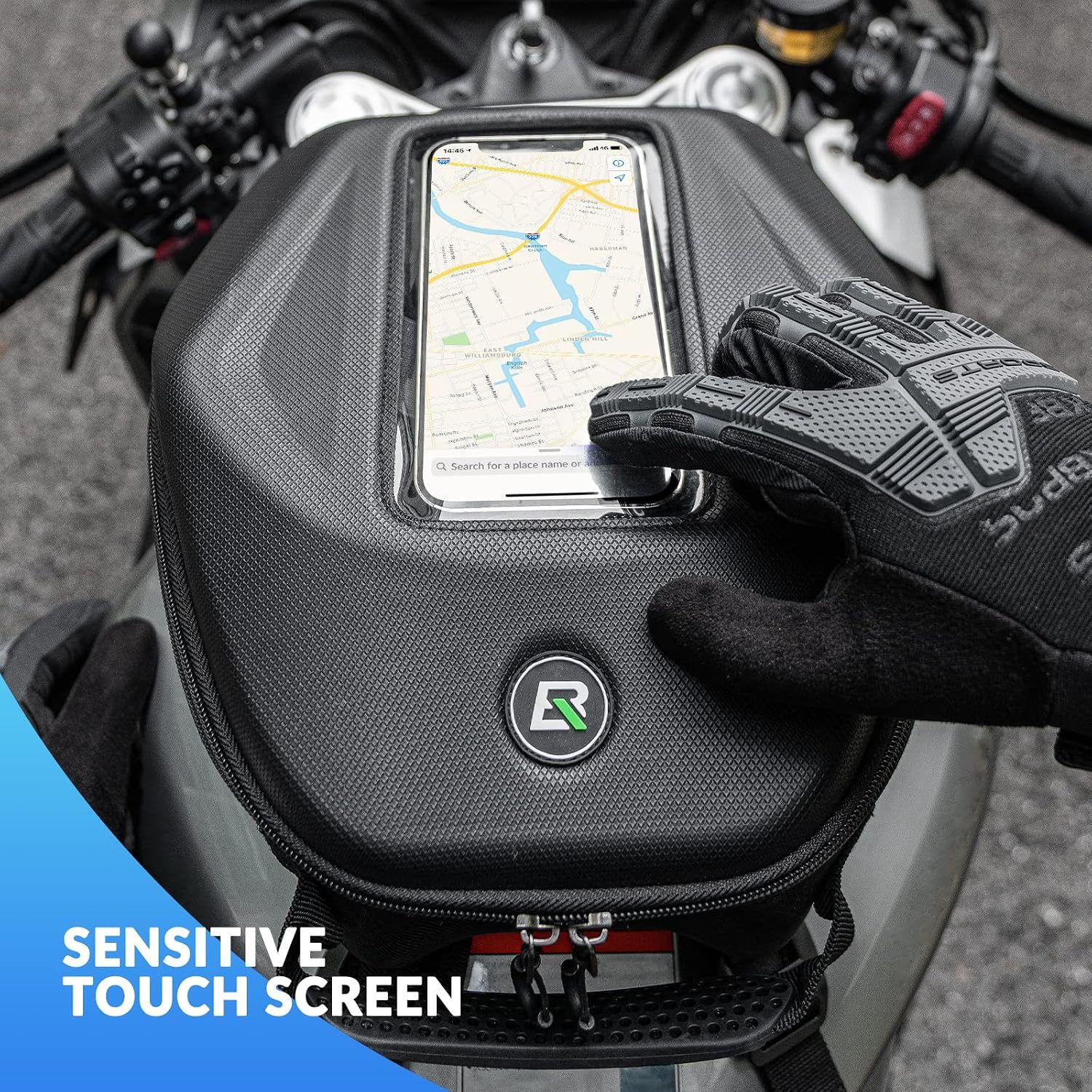 ROCKBROS Fahrradtasche Motorrad Tankrucksack 7L mit Touchscreen, wasserdicht, Schwarz