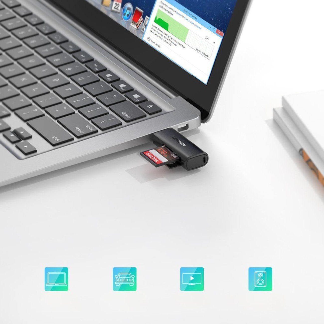 UGREEN USB 3.0 SD/TF-Kartenleser USB-A Lesegerät bis 512 GB kompatibel USB-Stick