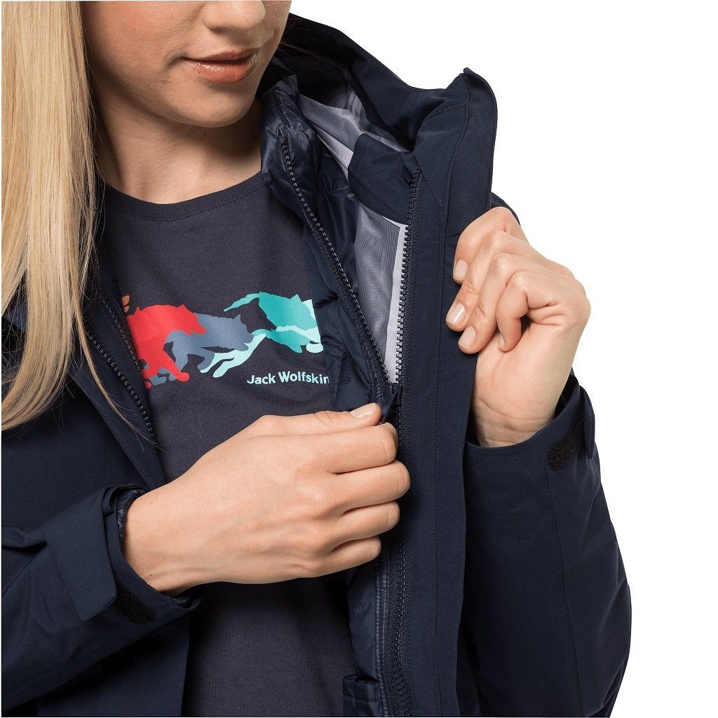 Jack Wolfskin Wintermantel Silent Wisper Parka (wasser- und winddicht, PFC-frei) dunkelblau Damen