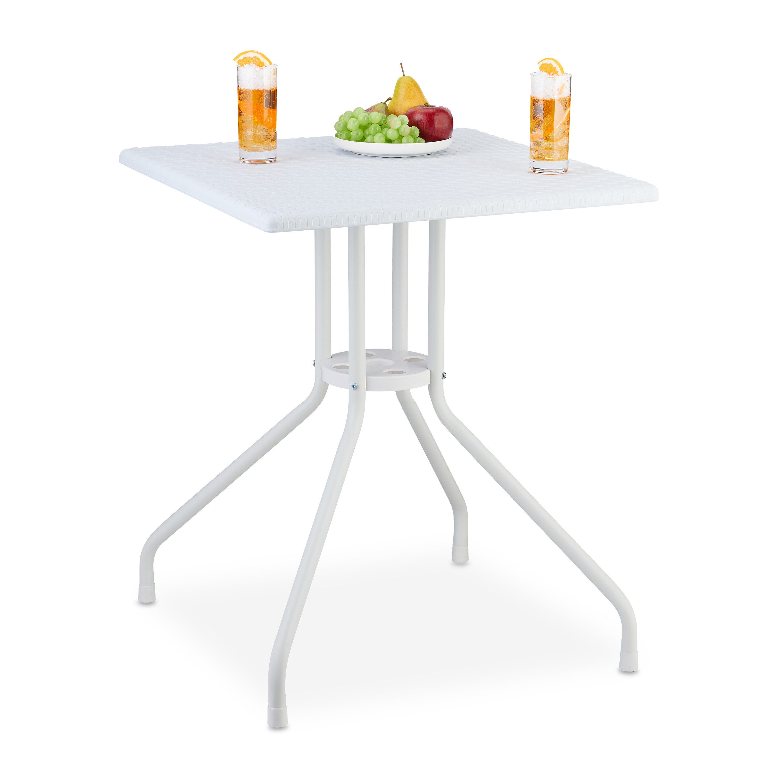 relaxdays Gartentisch in weißer Rattan Optik günstig online kaufen