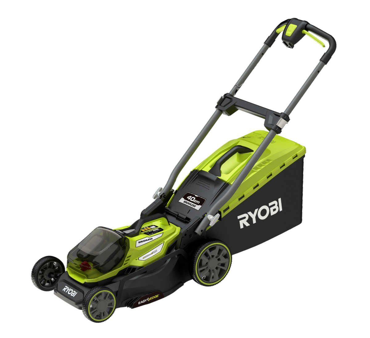 Ryobi Akkurasenmäher ONE+, RY18LMX40A-0, Rasenmäher 18 V, 40 cm, ohne Akku & Ladegerät, 40 cm Schnittbreite, 2 Antriebports, 40 cm Schnittbreite, 6-stufig, 50 L Grasfangkorb