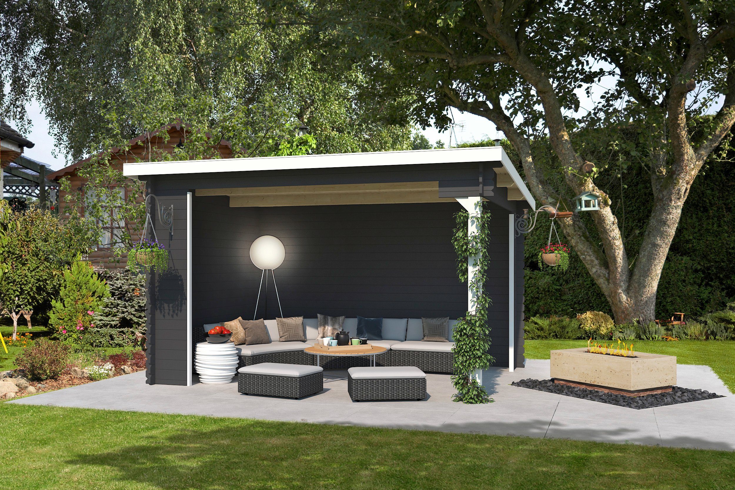 Thumbnail - LASITA MAJA Gartenhaus Unterstand/Lounge Buffalo 380, BxT: 400x324 cm, Unterstand / Lounge 28mm, Fundamentmass 3800x2750...