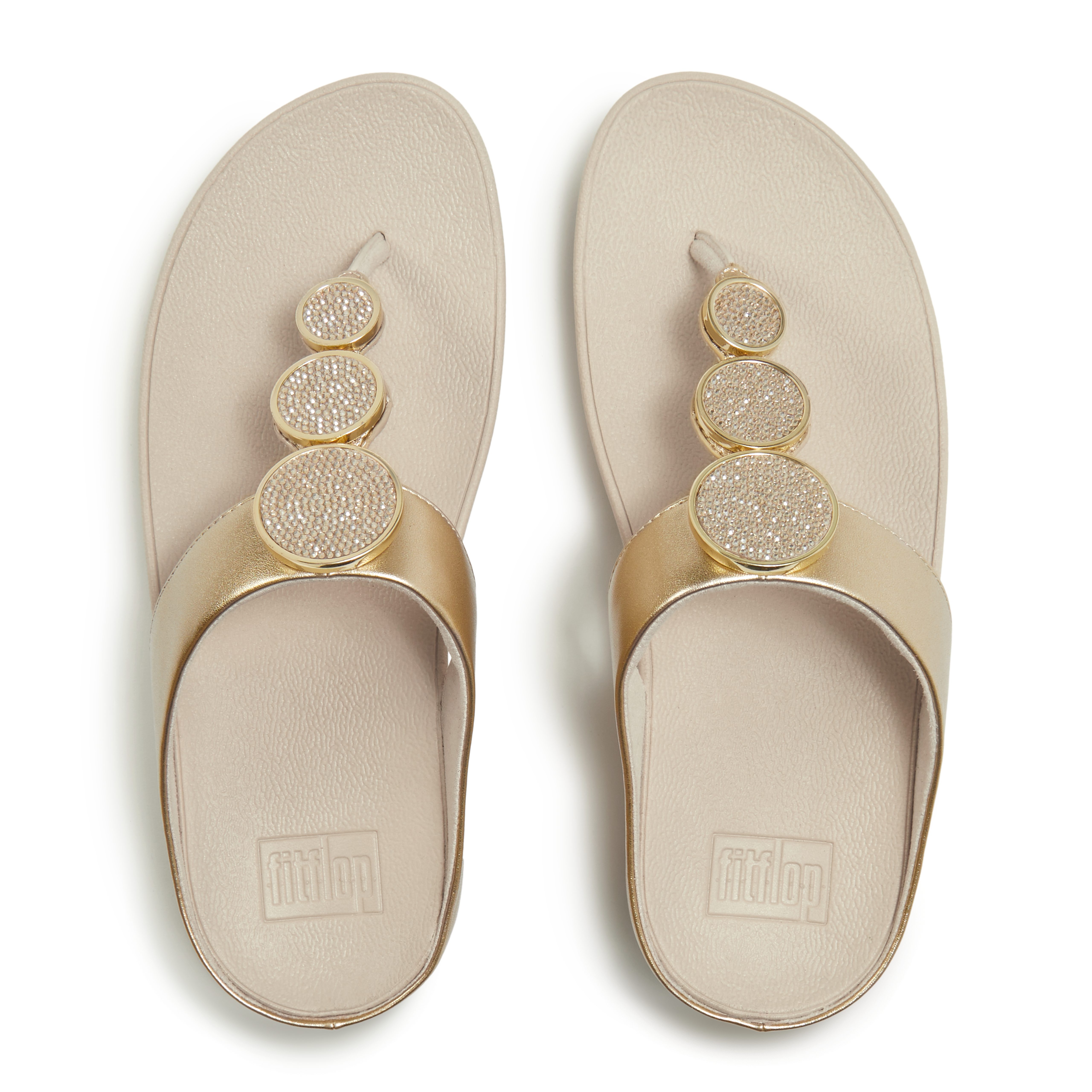 Fitflop HALO BEAD-CIRCLE METALLIC TOE-POST SANDALS Dianette Pool Slides, Pantolette mit dämpfender Zwischensohlentechnologie