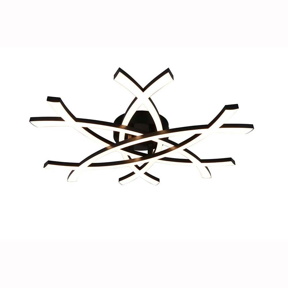 Reality Leuchten LED Deckenleuchte, LED-Leuchtmittel fest verbaut, Warmweiß, LED Deckenleuchte Deckenlampe Wohnzimmerlampe schwarz 3800lm L 59 cm