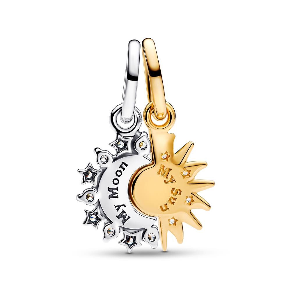 Pandora Charm-Einhänger Charm-Anhänger Sonne und Mond, 925er Silber, vergoldet von PANDORA