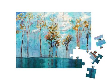puzzleYOU Puzzle Ölgemälde: Die Bäume am See, 48 Puzzleteile, puzzleYOU-Kollektionen Ölbilder