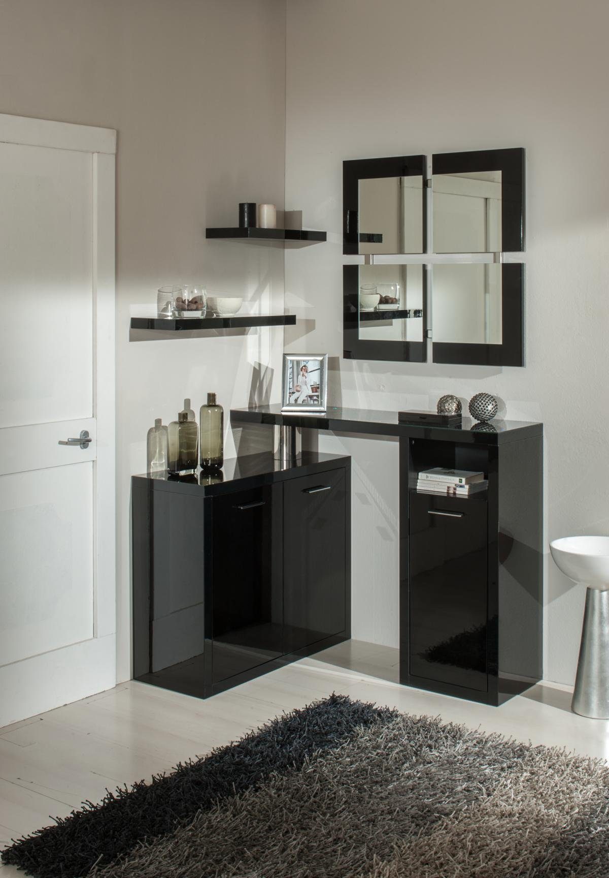 JVmoebel Konsole Elegante Wandgarderobe aus Holz in Schwarz mit Ablagefläche (Packung, 1 St., Konsole), Made in Europa