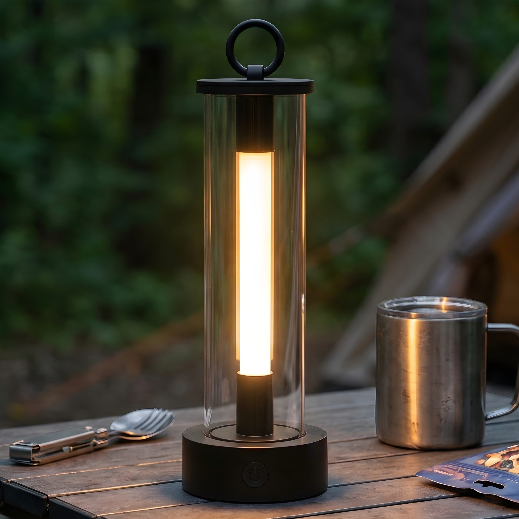 Dekoleidenschaft LED Laterne "Outdoor" Stableuchte dimmbar, 20 cm hoch, USB aufladbare Campinglampe, LED fest integriert, Gartenlampe wetterfest, Hängelampe für Draußen