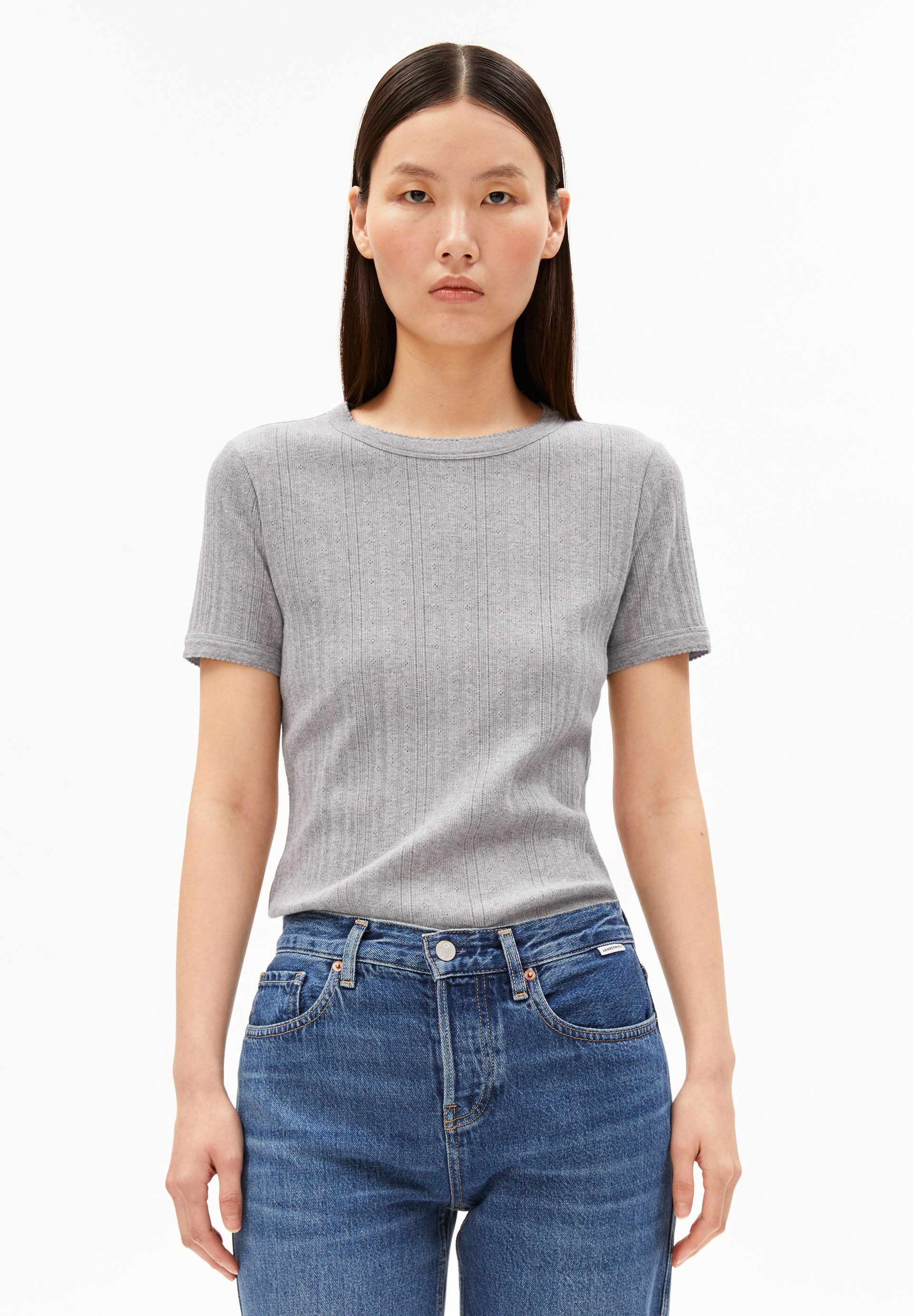 Armedangels T-Shirt POINTELLE 100% Bio-Baumwolle Slim Fit