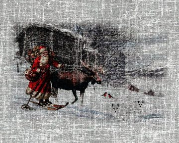 Scheibengardine Weihnachtsmann, HOSSNER - ART OF HOME DECO, Stangendurchzug (1 St), halbtransparent, Organza, Landhaus-Look