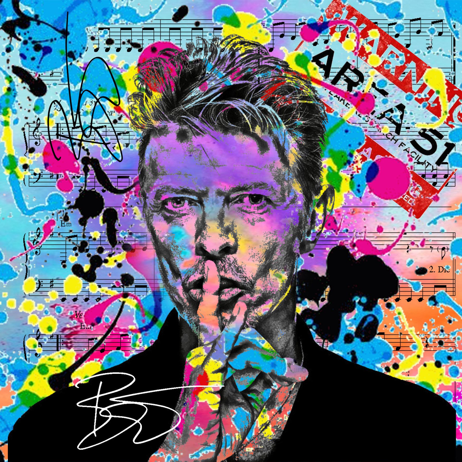 Luc Best Kunstdruck David Bowie Giclée – Limited Edition FineArt-Druck auf Museumspapier, David Bowie, Wandbild - handsigniert, nummeriert, gestempelt, Echtheitszertifikat