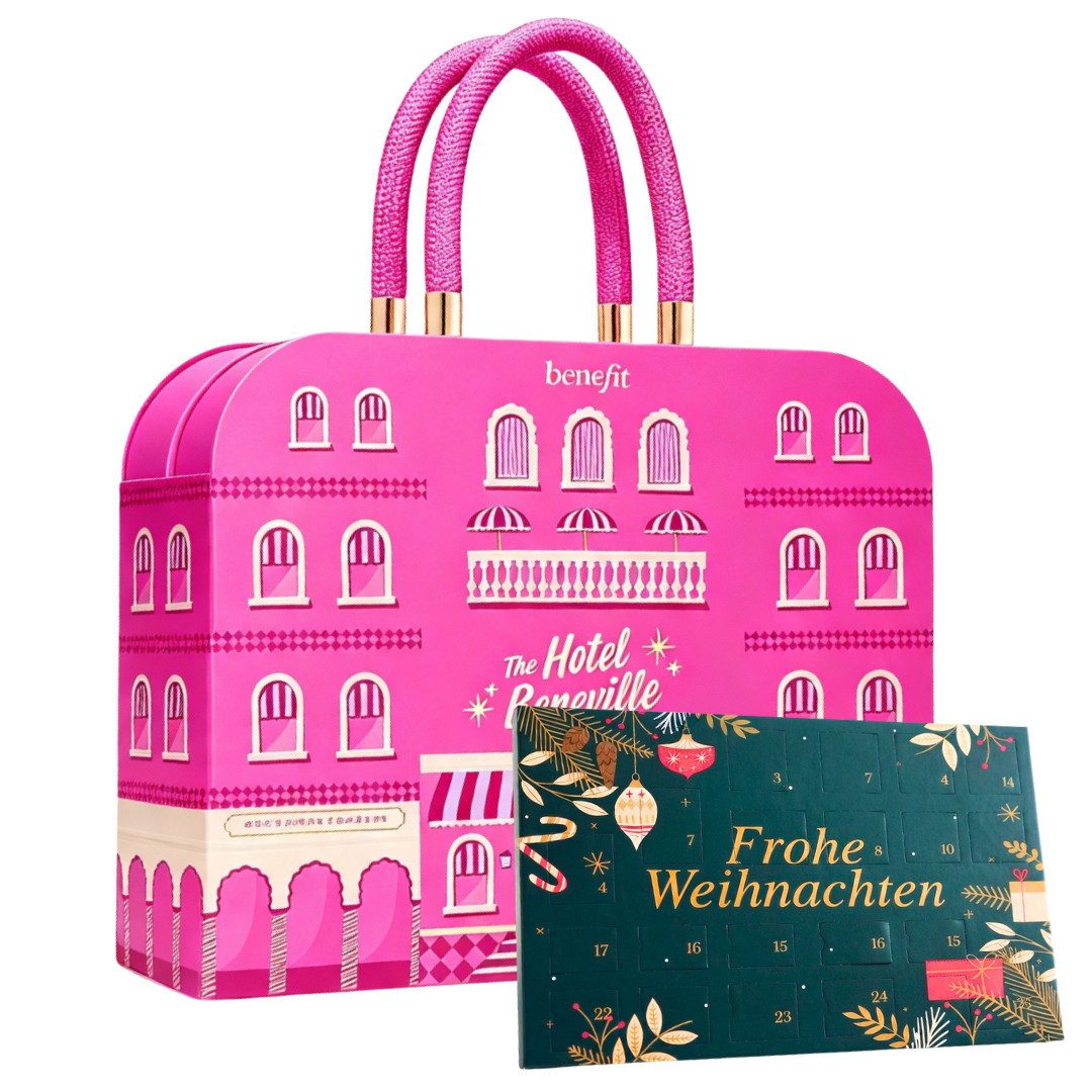 Benefit Kosmetik-Adventskalender 2026 + DOUG Tisch Adventskalender 2er set Damen Frauen Beauty & Pflege (Set, 48-tlg), 48 tlg - 24 Pflegeprodukte + 24 Schokolade Advent kalender - Frau