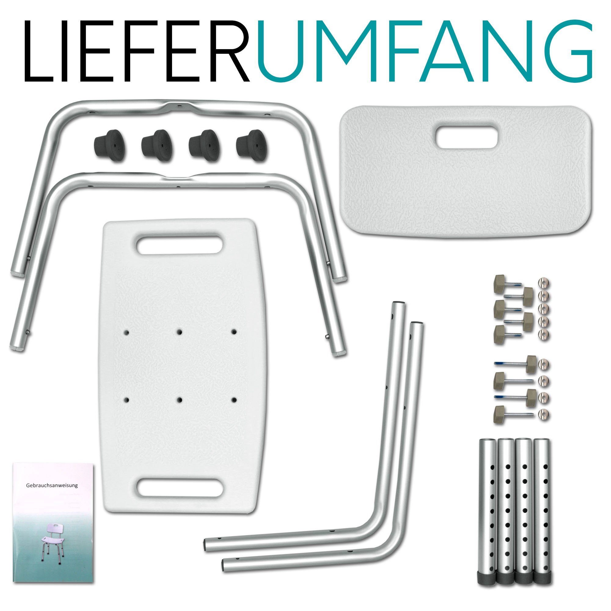 MOBILITY Plus+ Duschhocker, belastbar bis 136 kg, - höhenverstellbar - Duschsitz für Badezimmer - rutschfest & stabil