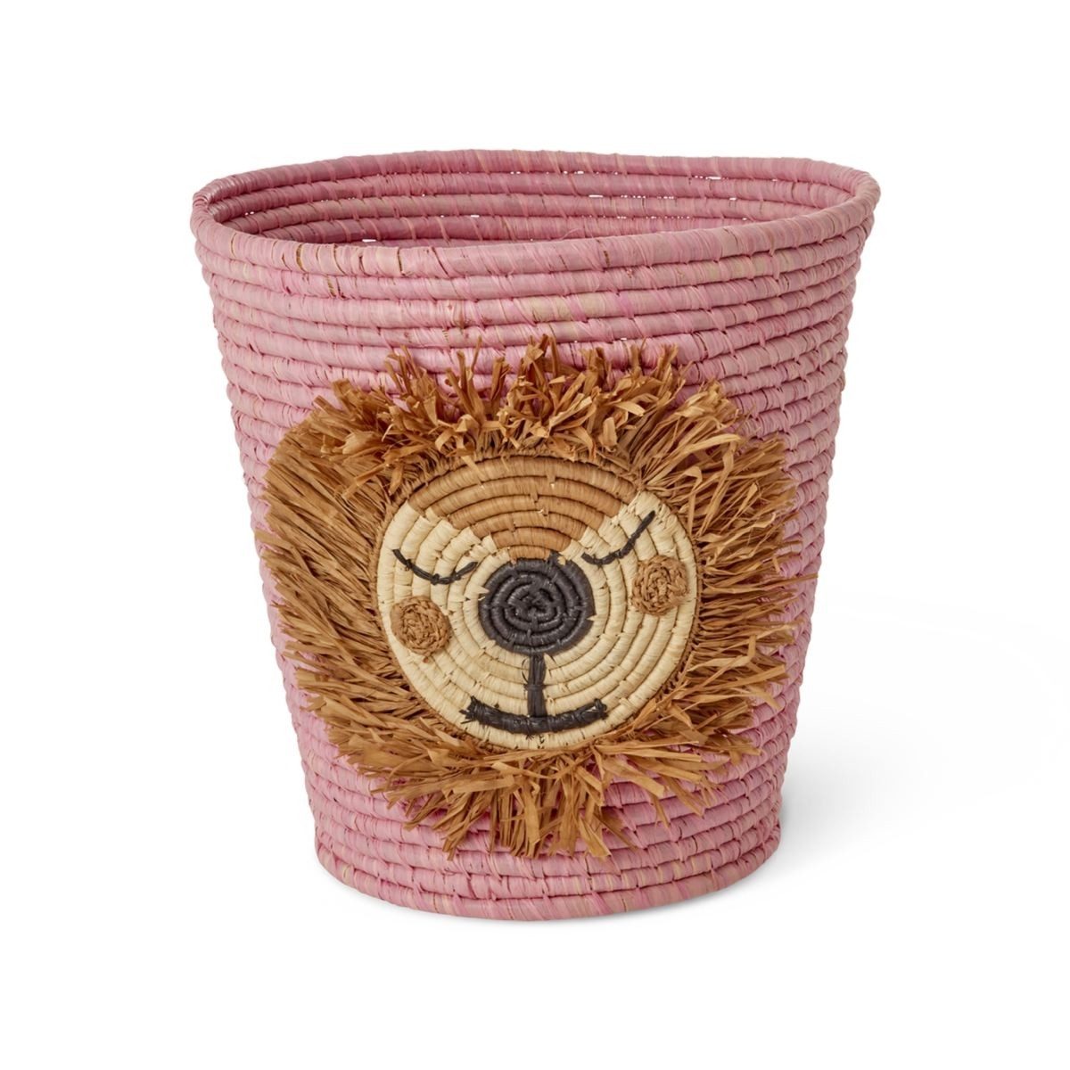 RICE A/S Aufbewahrungskorb Tiermotiv Kinderzimmer, Raffia, handgefertigt Ø 20 cm, Höhe 30 cm