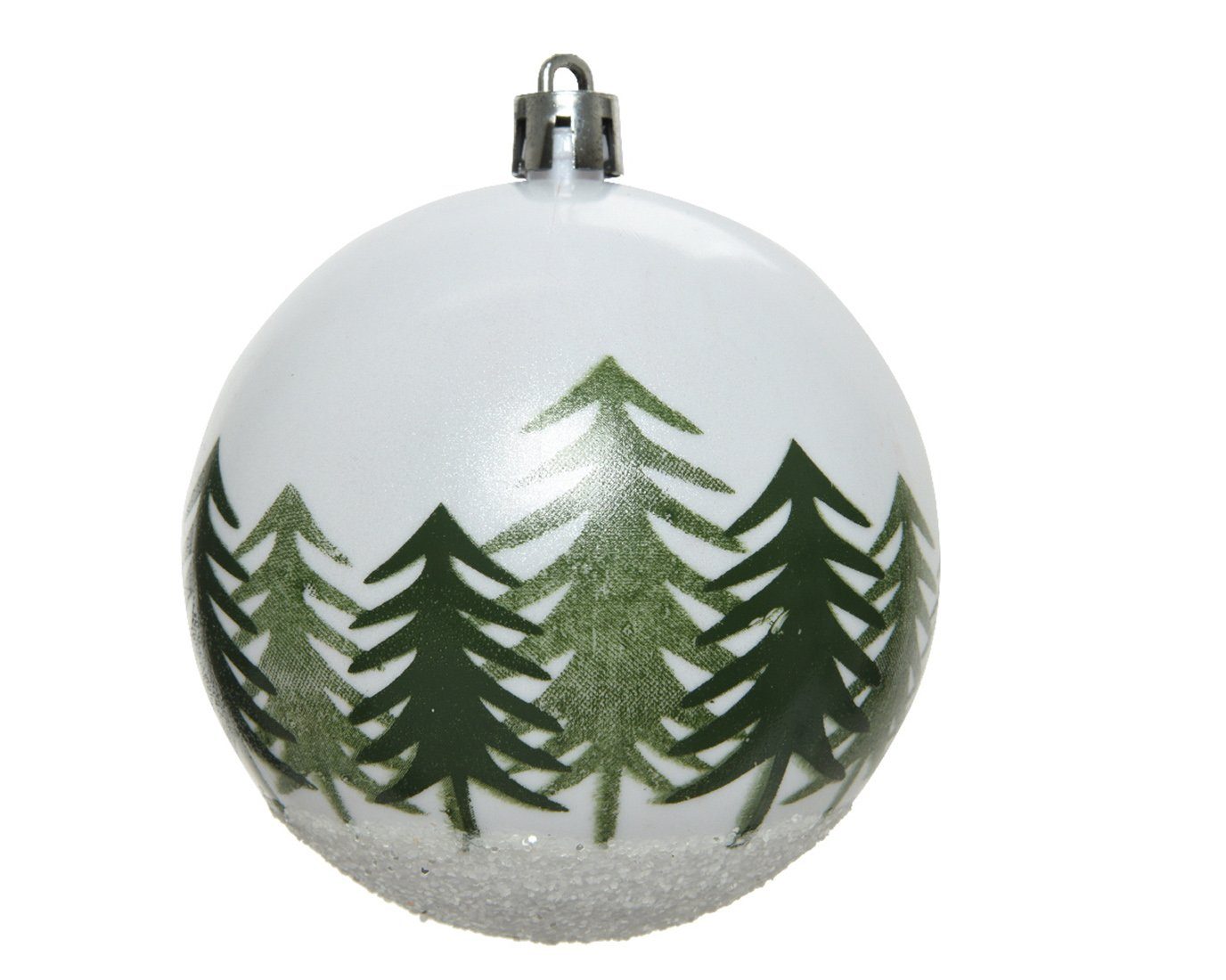 Decoris season decorations Weihnachtsbaumkugel, Weihnachtskugeln 12er Set Winterweiß Kunststoff 8cm - Tannenbaum Motiv
