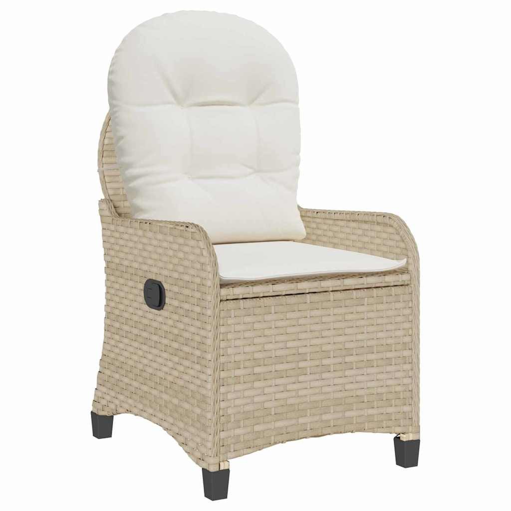 vidaXL Gartenstuhl Liegestuhl mit Kissen Beige 56 x 66 x 95 cm Poly-Rattan (1 St)